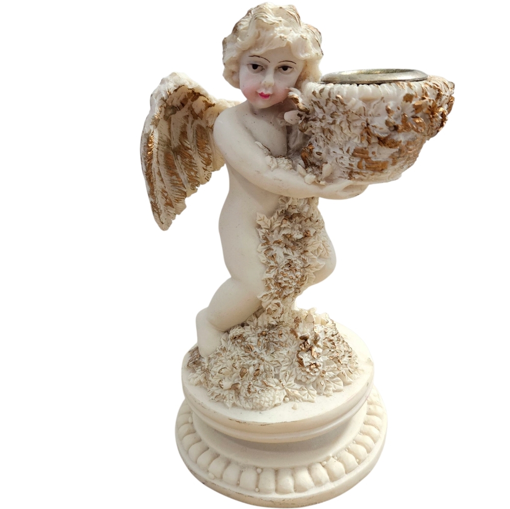 Vintage Cherub Cream Angelic Candle Holder 1